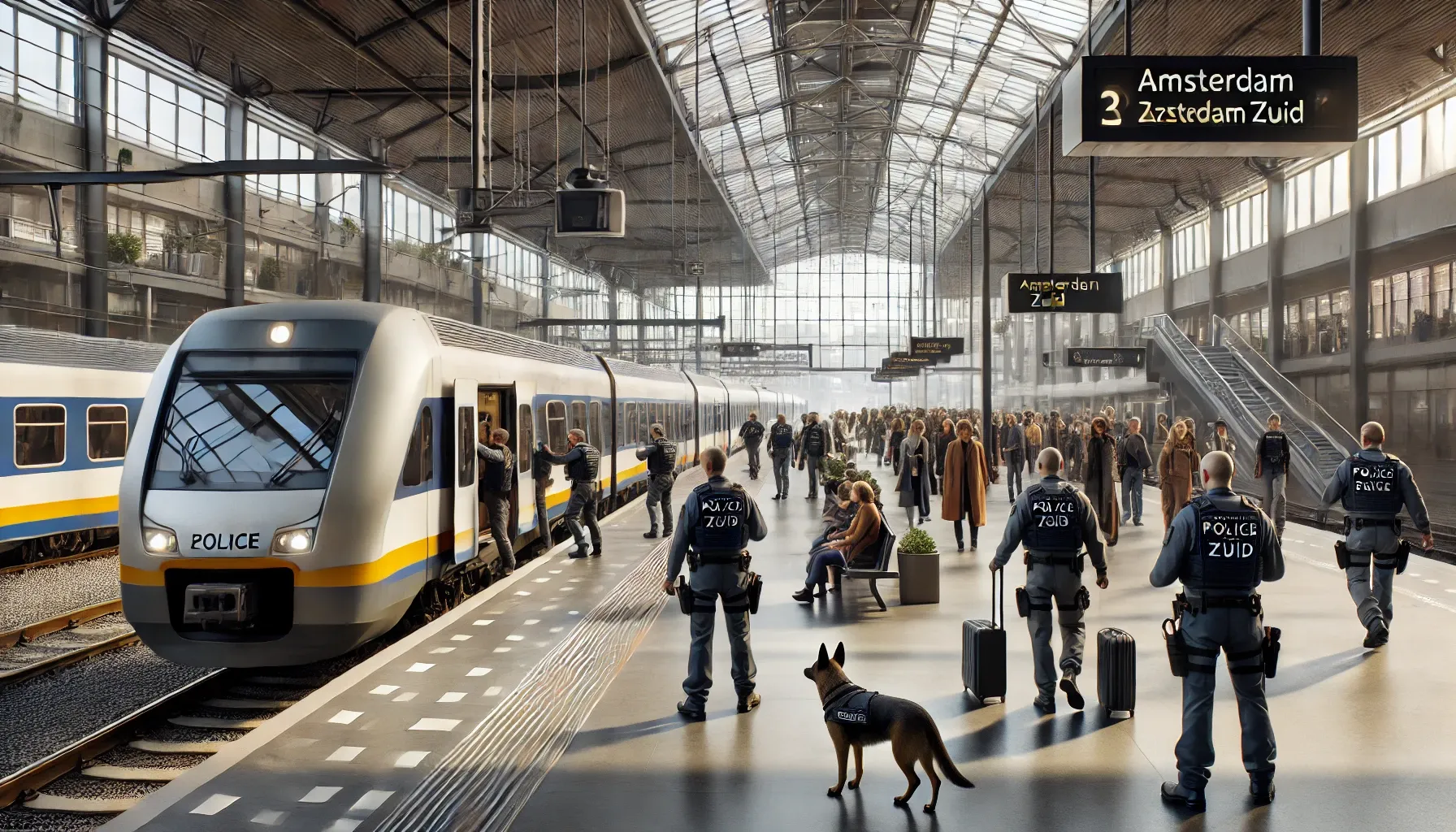 アムステルダム Zuid駅で警察が列車を避難誘導：乗客は手を挙げて降車指示